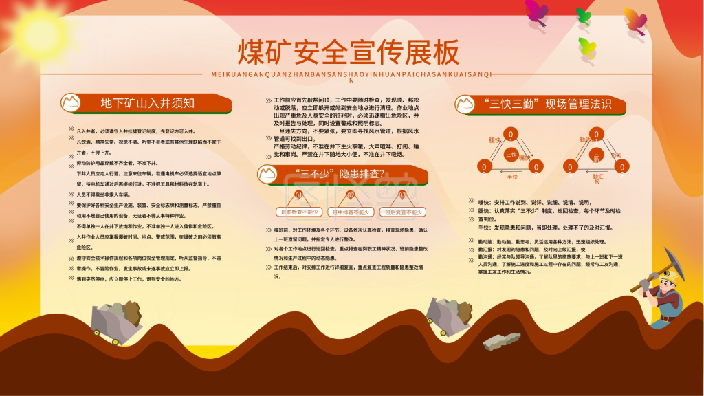 煤矿安全宣传展板安全发展预防为主