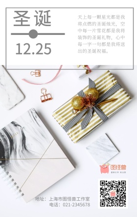 圣诞节日简约创意摄影宣传日签