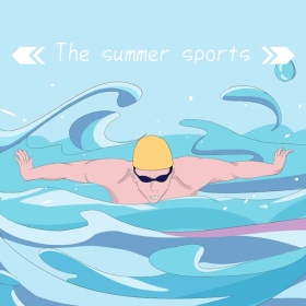 卡通夏季运动游泳潜水手机微博封面模版