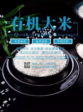 蓝色大米宣传海报	