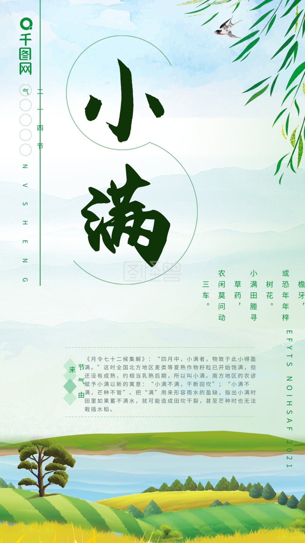 二十四节气海报小满节气小满海报字体设计