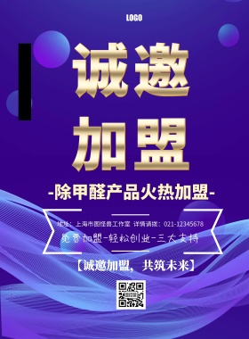 除甲醛加盟黑金简约大气印刷海报