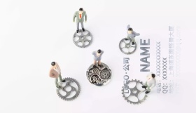 蓝灰齿轮商务机械名片