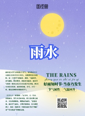 雨水节日节气祝福印刷海报