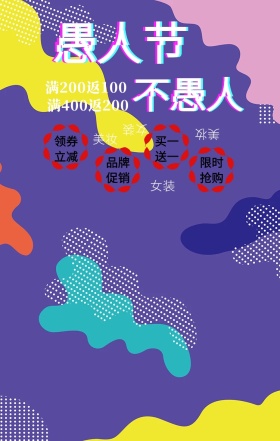 愚人节大促销打折护肤化妆品领券海报