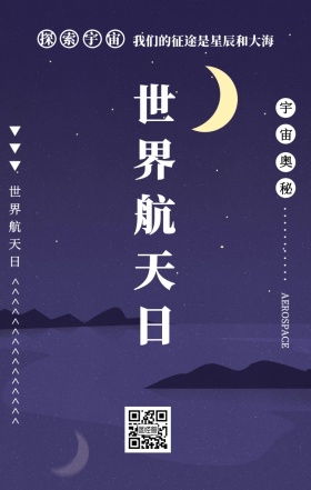 世界航天日太空营销手机海报