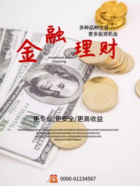简约大气金币金融理财宣传海报