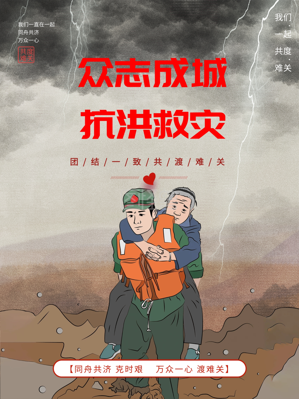 抗洪救灾洪灾抗洪海报