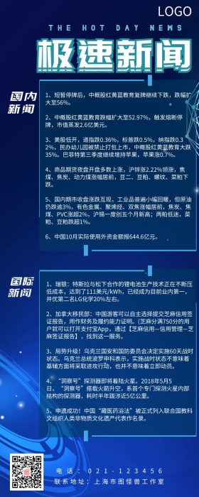极速时空隧道新闻蓝色科技营销新闻长图