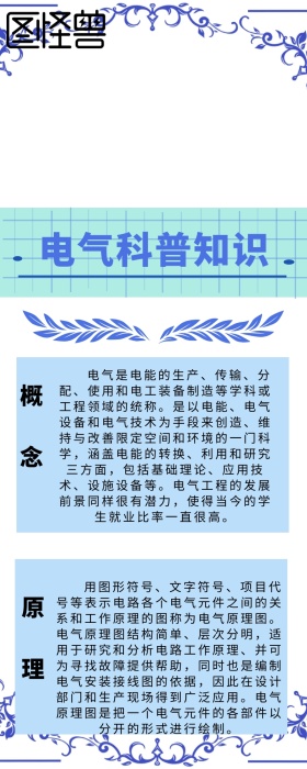 创意粉色简约大气电气科普知识长图海报