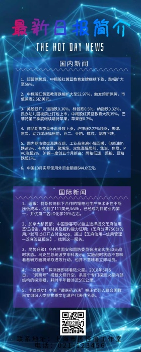 日报简介线条新闻蓝色科技营销新闻长图