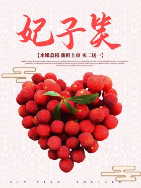 夏季妃子笑新鲜荔枝优惠促销高清海报psd
