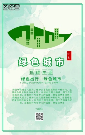 绿色城市公益手机海报