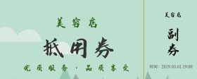 2019年绿色白色简约美容店抵用券