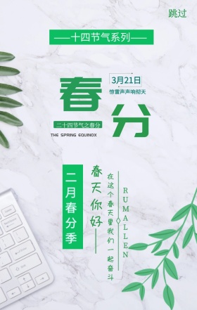 简约春天春分节气手机界面启动页手机海报