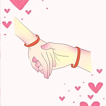 手牵手简约粉色手牵手红包头像