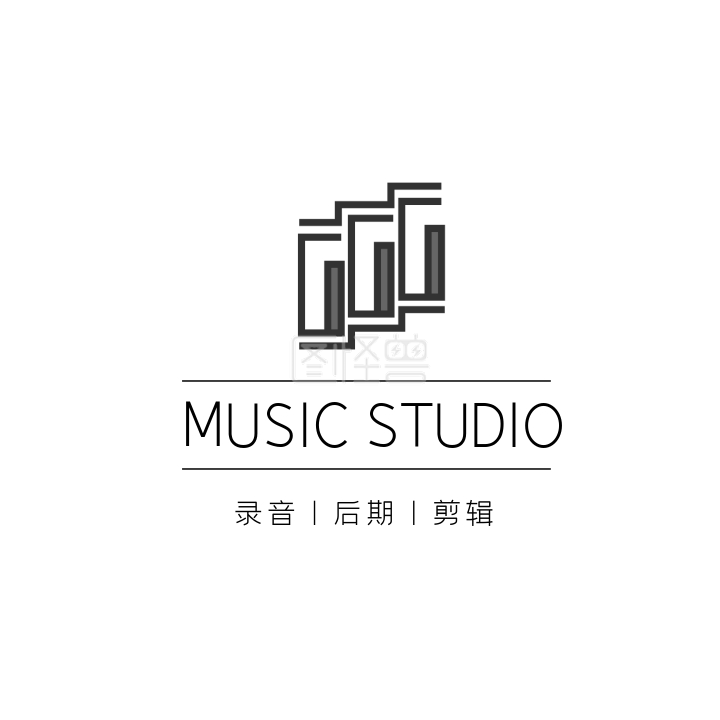 线条简约音乐工作室logo设计