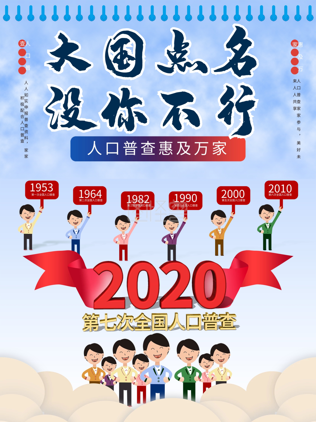 中国第七次人口普查口号标语通知宣传海报