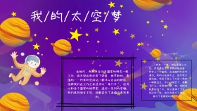 卡通蓝色创意科学我的太空梦手抄报海报