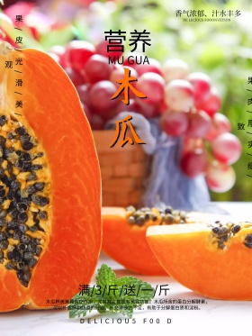时尚木瓜美食促销海报