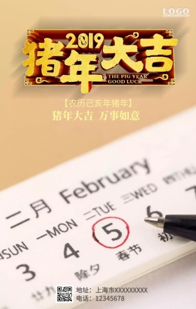 2019猪年大吉创意手机营销海报
