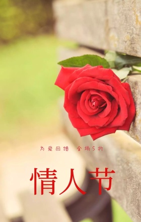 520情人节玫瑰红色简约大气告白海报