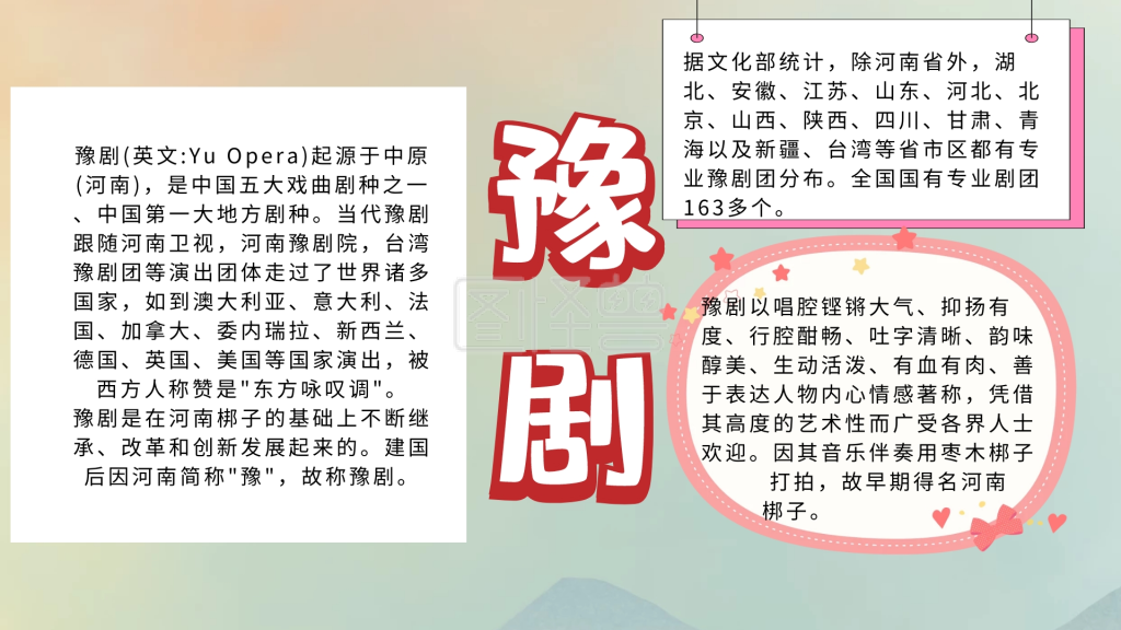 简约宣传手抄报豫剧