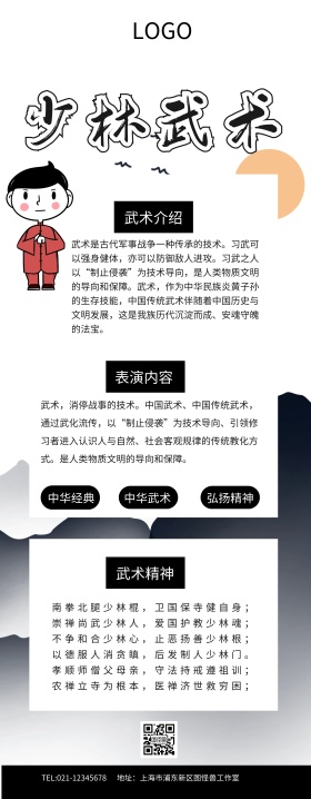 少林武术大气易拉宝武术