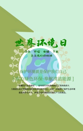 绿色树叶清新节能低碳公益宣传手机海报