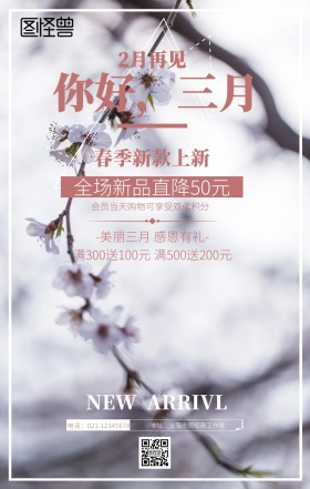 你好三月换季促销海报
