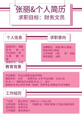 个人简历应聘资料