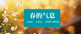春的气息 在草地。 在湖畔。 在眼里飞舞盘旋 春季春天你好公众号封面
