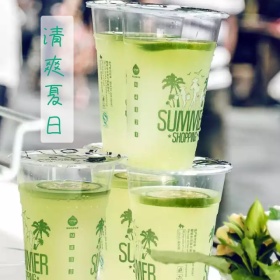 清爽夏日蓝色冷饮手机微博封面模板