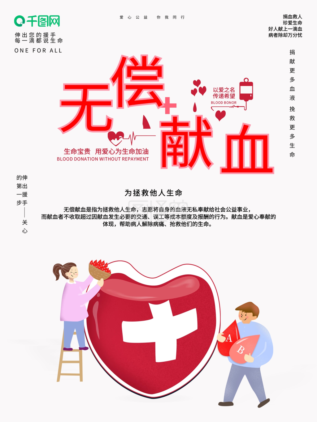 原创简约无偿献血公益宣传海报