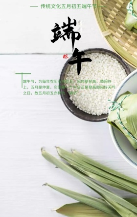 端午节传统节日绿色卡通手机海报