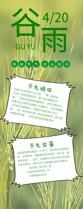 绿色清新谷雨农业知识宣传长图