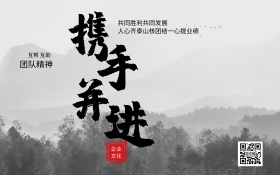 白色背景简约大气携手并进宣传海报
