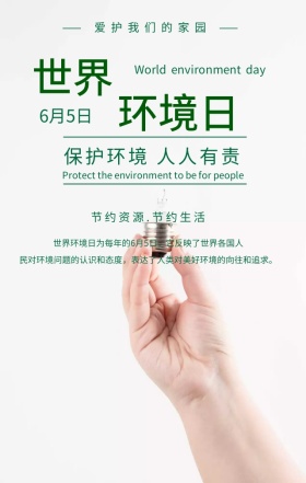 世界环境日环境保护绿色简约清新手机海报
