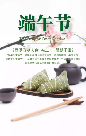 端午节中国传统节日绿色扁平化手机海报