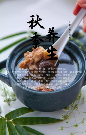 中国风简洁秋季养生杂粮宣传手机海报