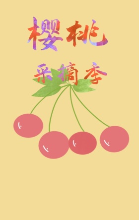 水果促销樱桃摄影食欲小清新海报H5模板