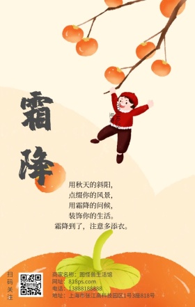 霜降节气简约下雪白色纯白日签