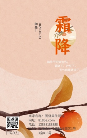 霜降节气简约下雪问候日签