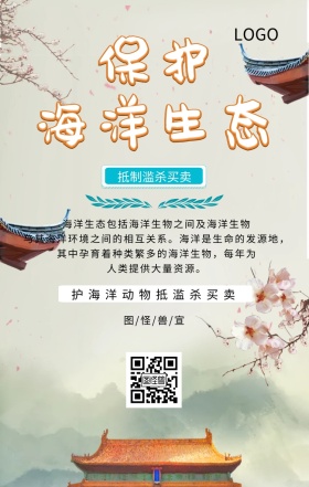 海洋生态鱼海报环保手机海报