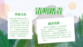 绿色清新清明踏青出游手抄报