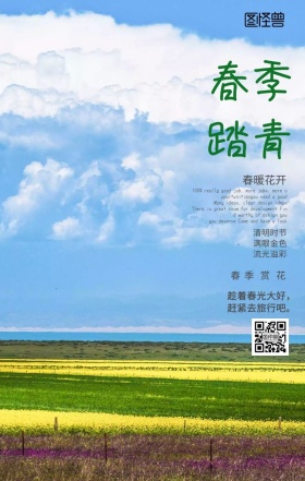 清新简约清明节踏青海报