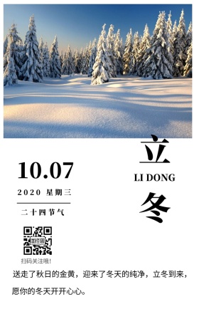 立冬季节节气白雪文艺简约日签