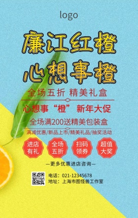 廉江红橙新年促销海报