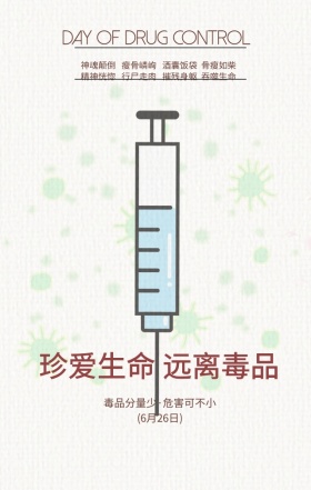 国际禁毒日珍爱生命简约手机海报