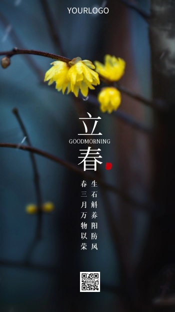 立春早安模板白色简约风日签